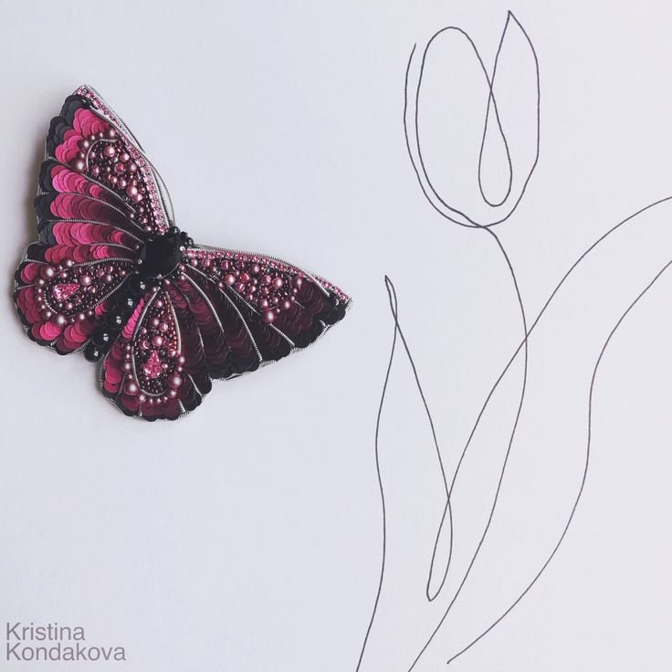 Трафарет бабочки для броши из бисера