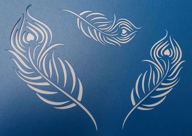 Трафарет перья на стену под покраску