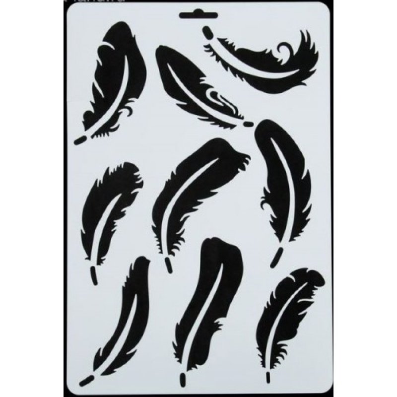 Трафарет перышко для стен