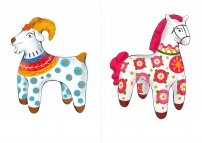 Дымковская роспись козлик