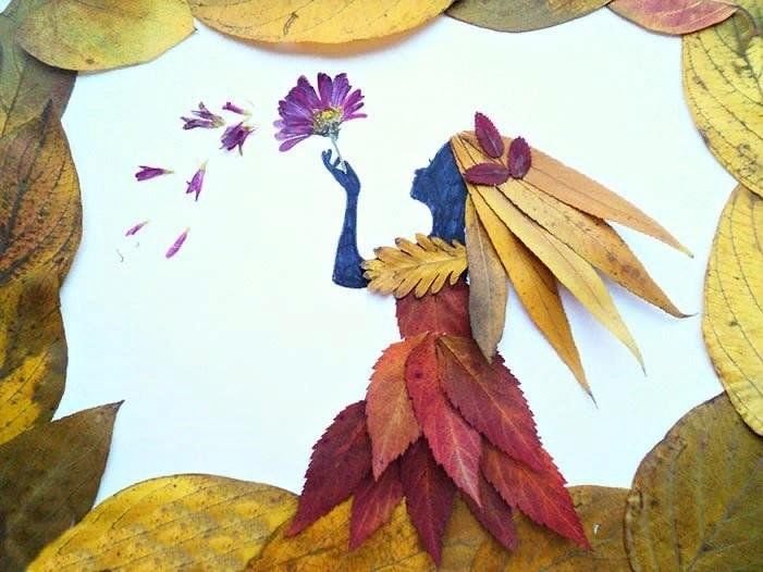 Силуэтная аппликация из листьев