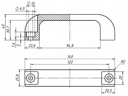 Дверная скоба чертеж