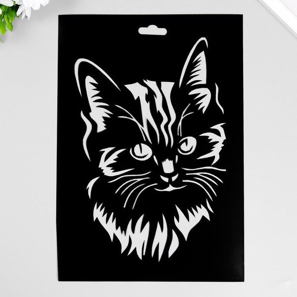 Кот ученый трафарет