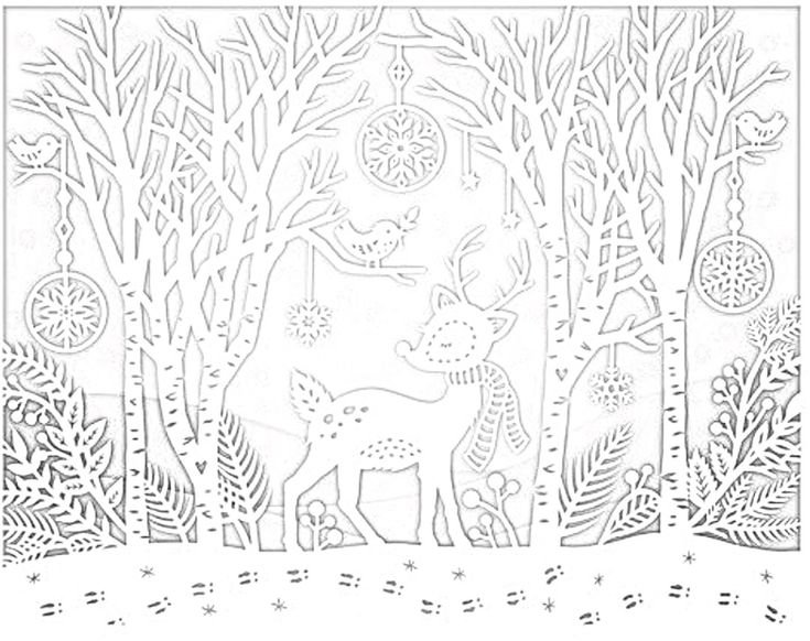 Вытынанки зимний лес