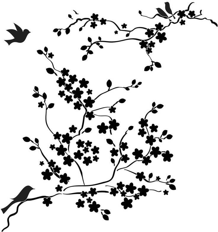 Сакура вектор чб