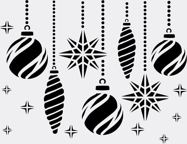 Новогодние шары трафарет