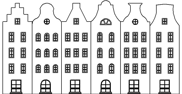 Голландские домики трафарет