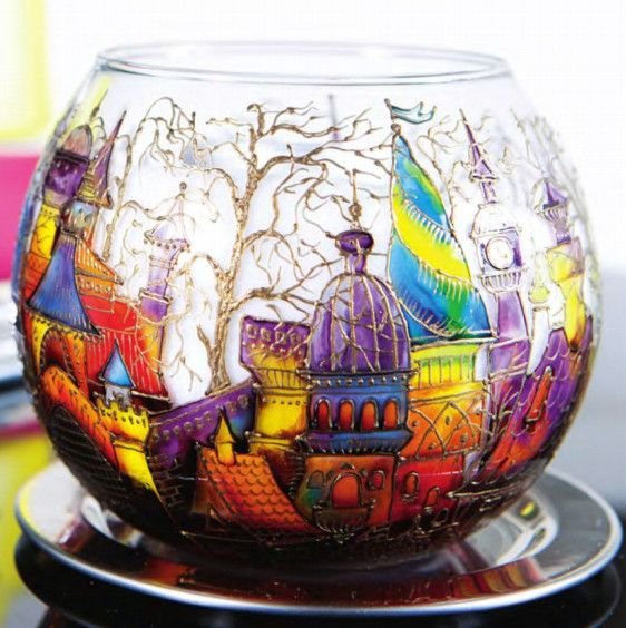 Роспись витражными красками.po keramike