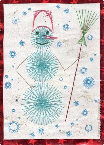 Елка из мулине на картоне