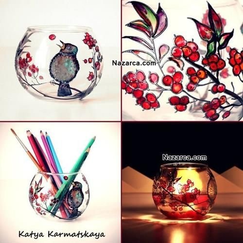 Витражная роспись по стеклу подсвечники