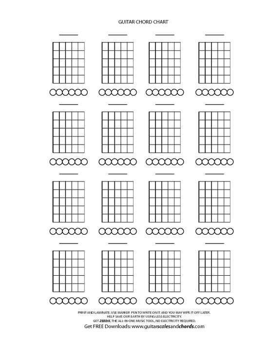 Тетрадь для записи аккордов гитары
