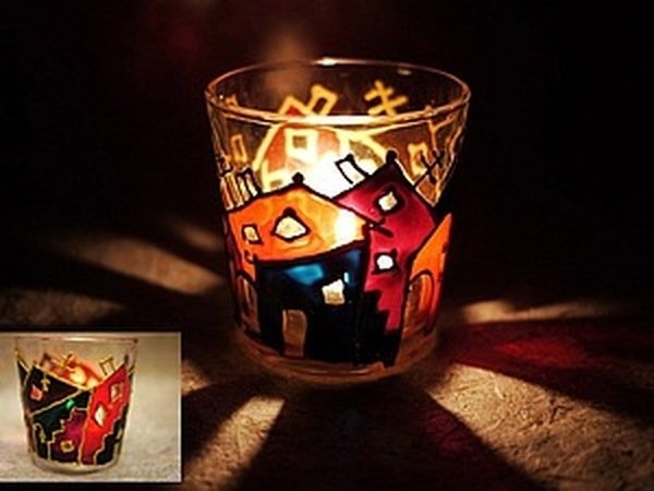 Подсвечники из цветного стекла