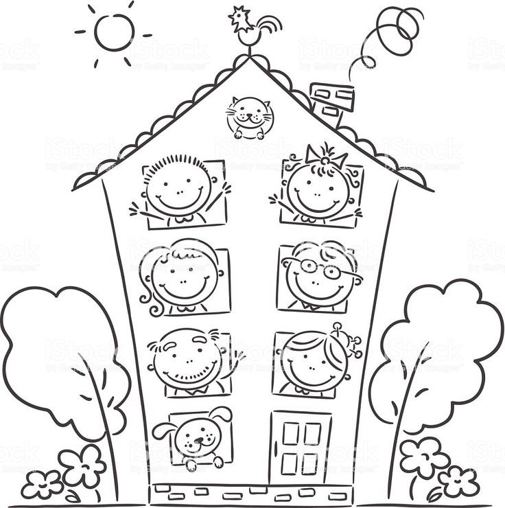 Домик раскраска для малышей
