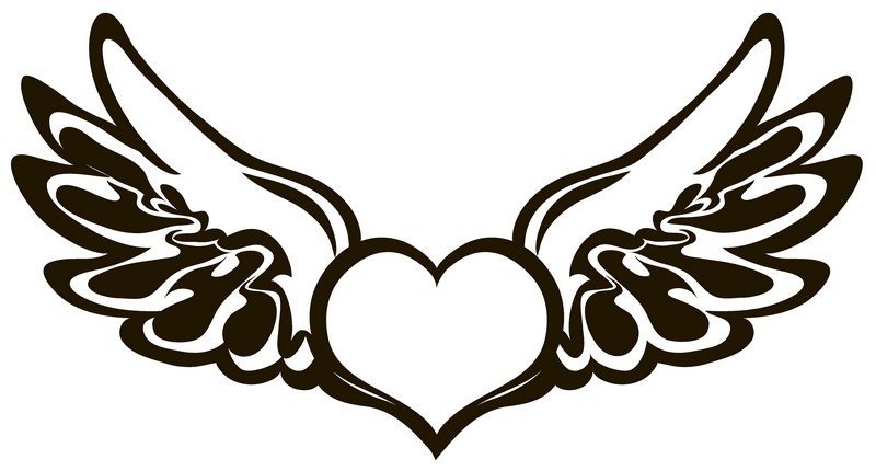 Трафарет сердце с крыльями