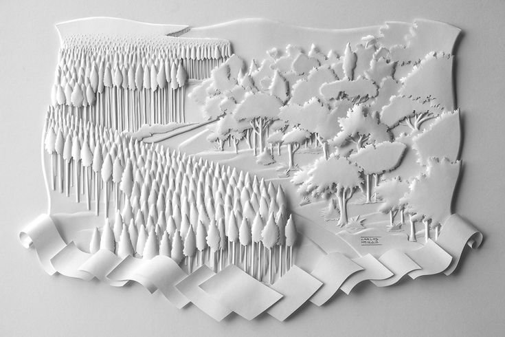 Объемные бумажные картины Карлоса Мейра