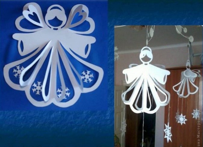 Ангелы из бумаги на новый год