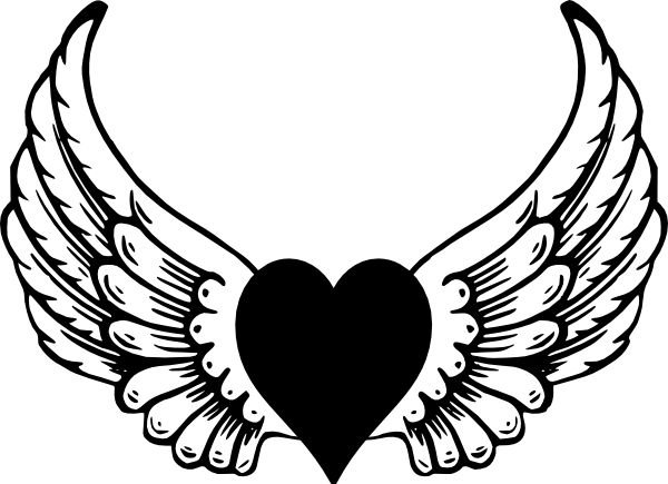 Трафарет сердце с крыльями