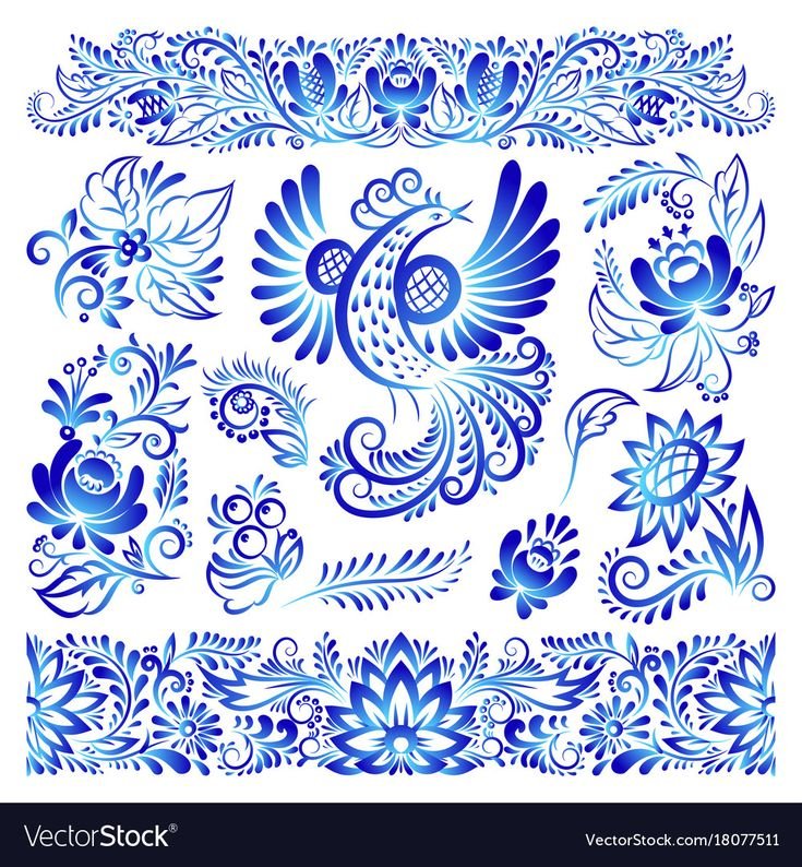 Гжель орнаментальная стилистика роспись