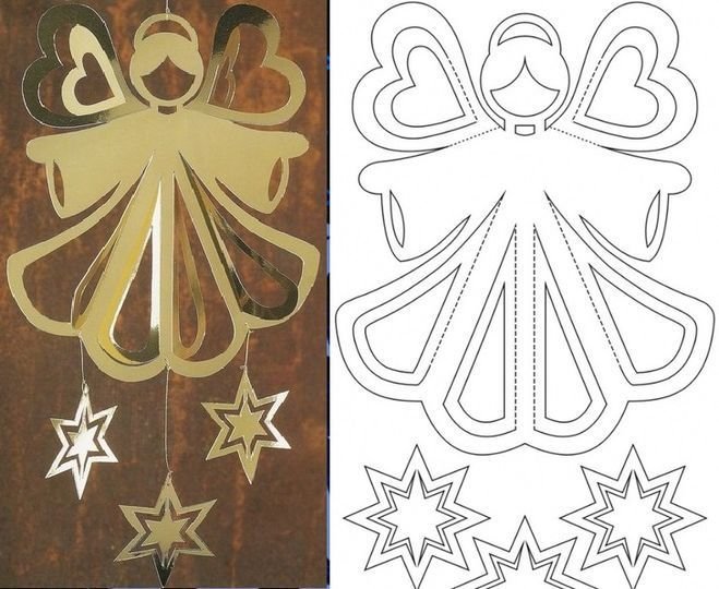 Ангел из бумаги трафарет