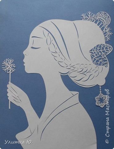 Вытынанка девочка зима