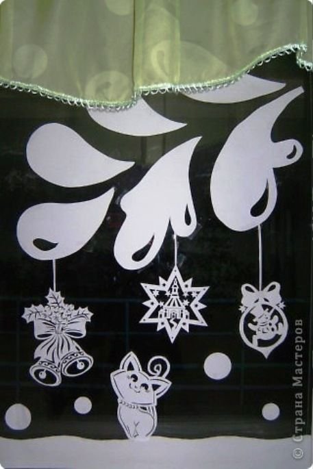 Снежные украшения на окна из бумаги