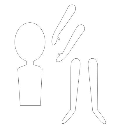 Кукла из бумаги трафарет