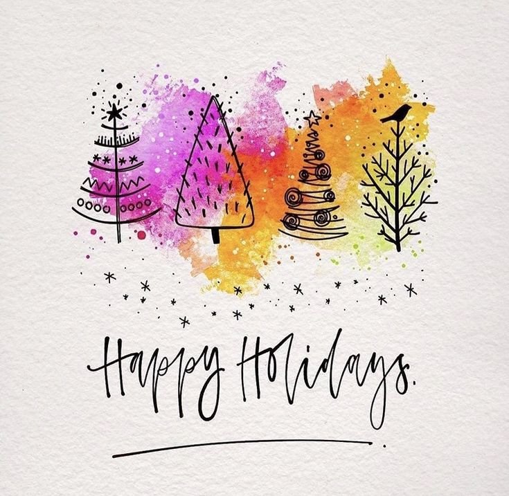 Новогодняя аткрытка акварелью