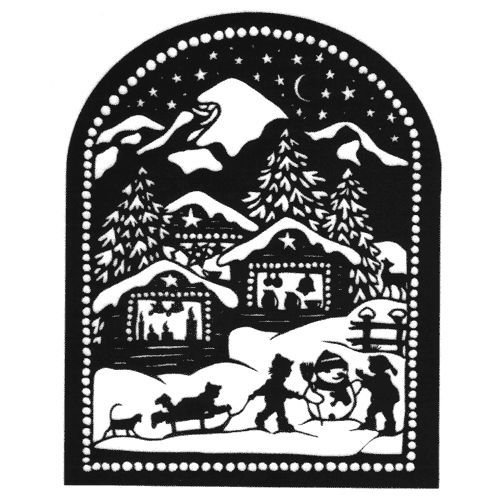 Новогодние пейзажи трафареты на окна