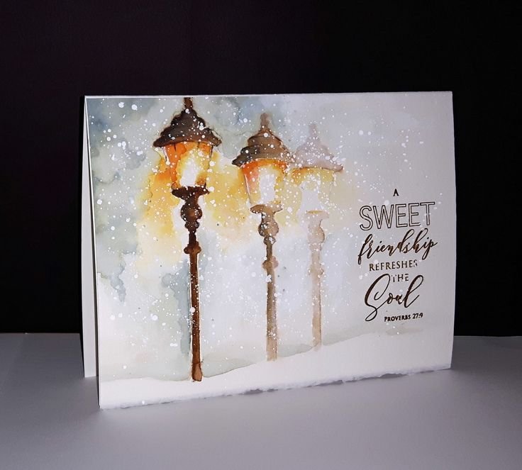 Новогодние открытки акварелью