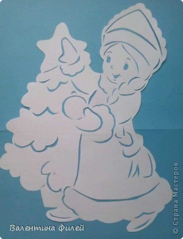 Вытынанки на окна новогодние Снегурочка