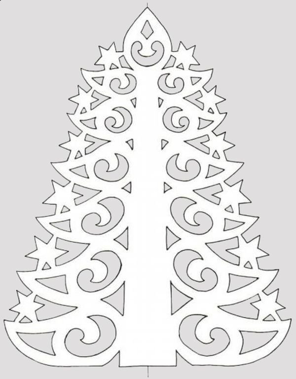 Трафарет елки для вырезания