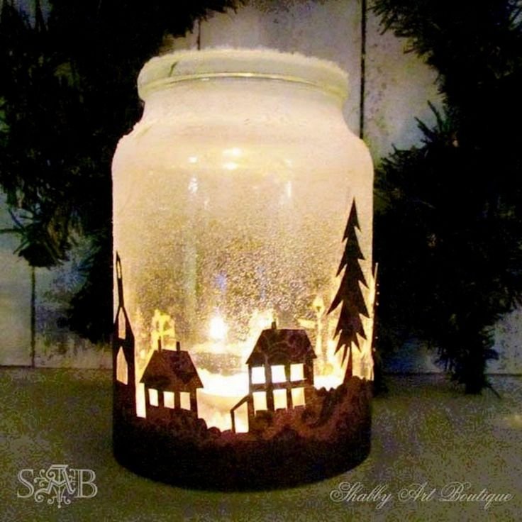 Новогодние подсвечники из стеклянных баночек