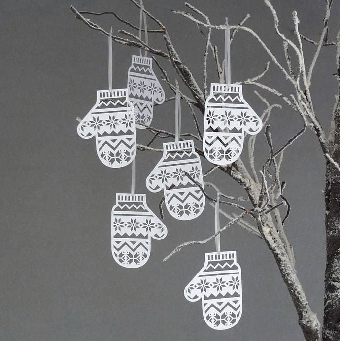 Варежки из бумаги для новогоднего декора