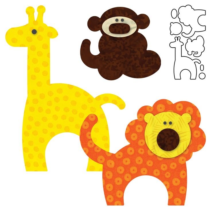 Аппликация из ткани животные