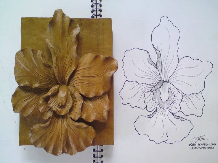 Резьба цветов по дереву