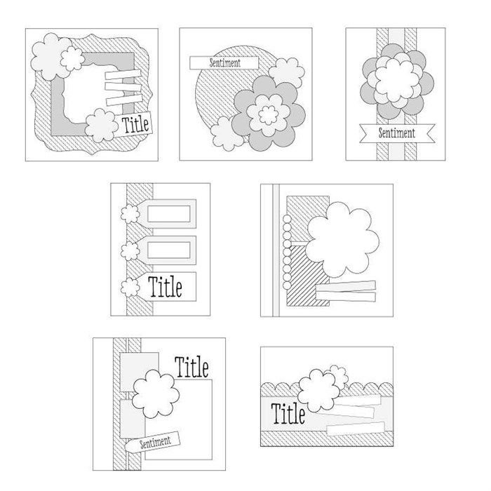 Скетч для открытки Скрапбукинг