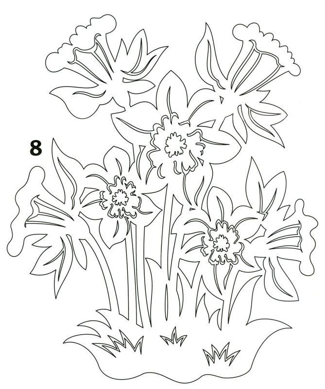Трафареты весенних цветов для окон