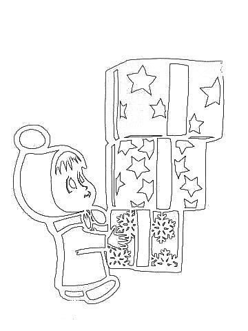 Маша и медведь трафареты на окна новогодние