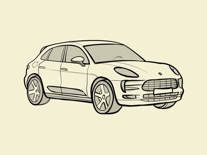 Porsche Cayenne рисунок сбоку