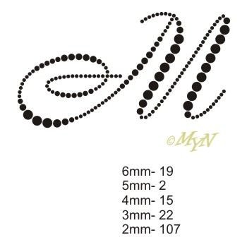 Буква м стразами трафарет