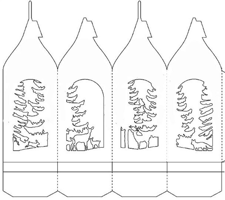 Трафареты объемных домиков на новый год