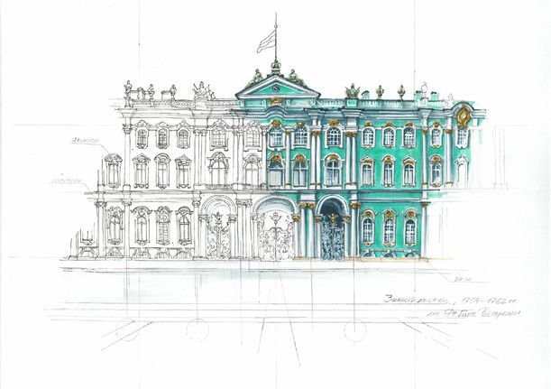 Зимний дворец Санкт-Петербург зарисовки