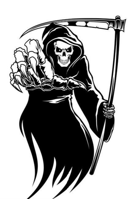 Смерть с косой на белом фоне