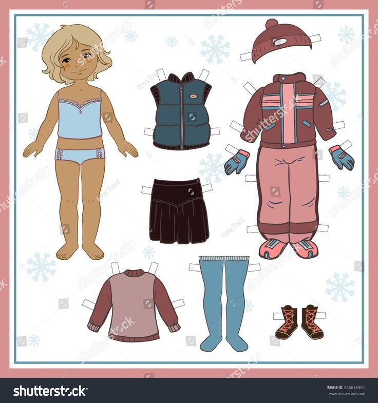 Бумажная кукла с зимней одеждой