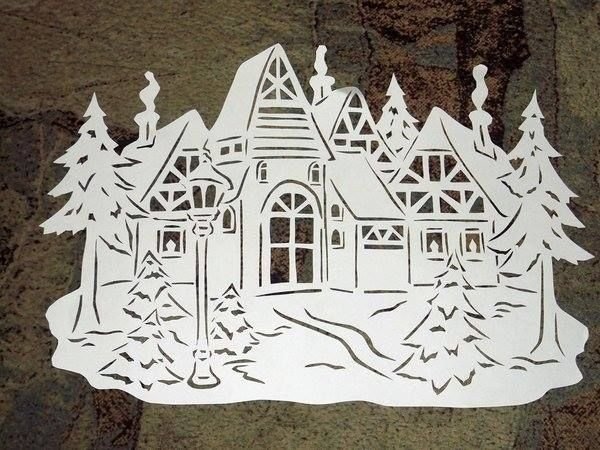 Вытынанки на окна новогодние