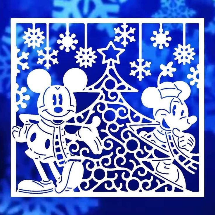 Новогодние вырезалки на окна цветные