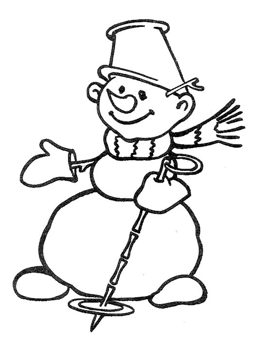 Снеговик с метлой трафарет