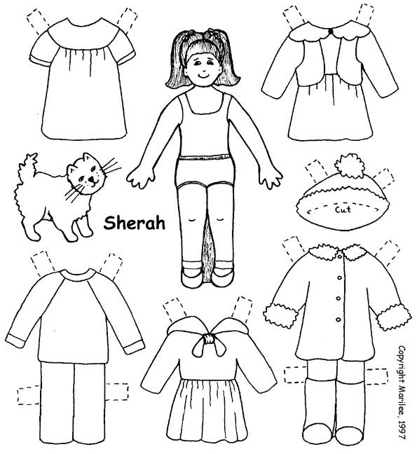 Раскраска кукла с одеждой