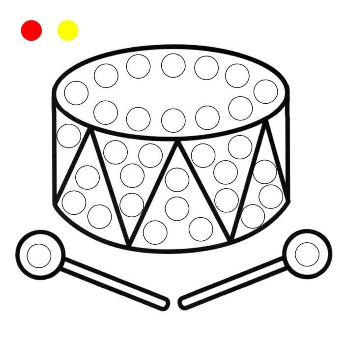 Барабан раскраска для малышей