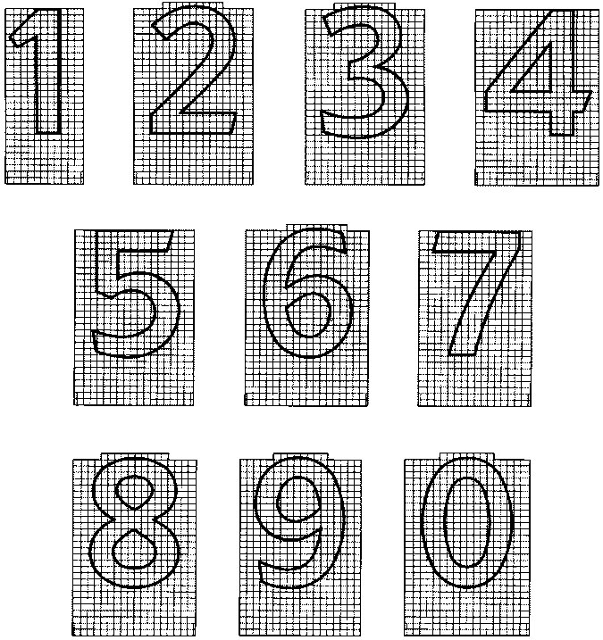 Трафарет цифр по клеточкам